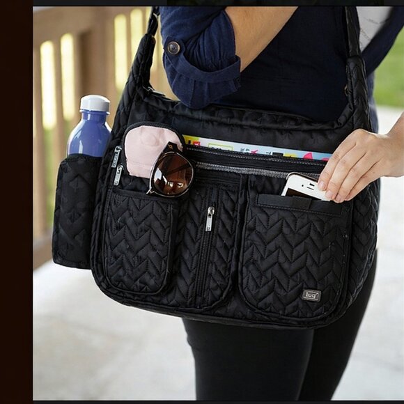 Lug Double Dutch Quilted Crossbody Tote Bag Black - Picture 12 of 16